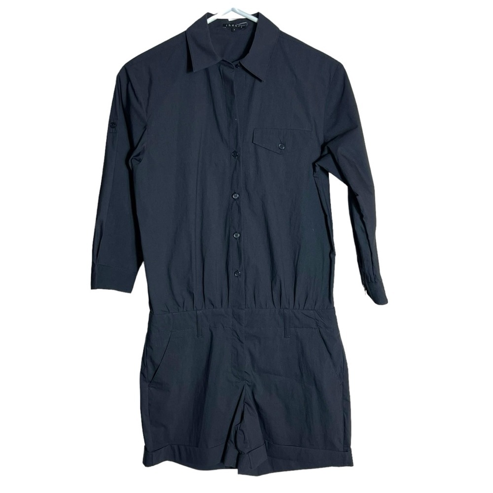 Theory Black Frivan Utility Romper, Size 4